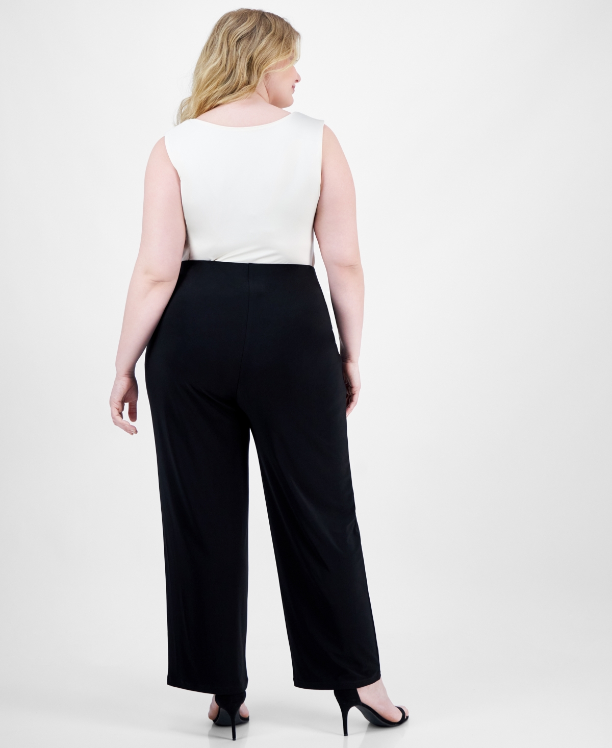 Ak Anne Klein Petite Solid Wide-leg Pull-on Knit Pants In Anne Black