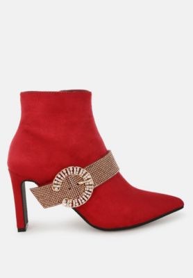 Rag and Co Womens Asagao Diamante and Rhinestones Strap Boots