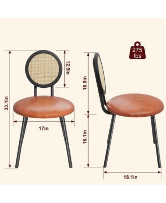Dining Chairs Set of 4, Rattan Kitchen Chairs with Thicken Upholstered, Modern Dining Room Chairs Set of 4,Brown