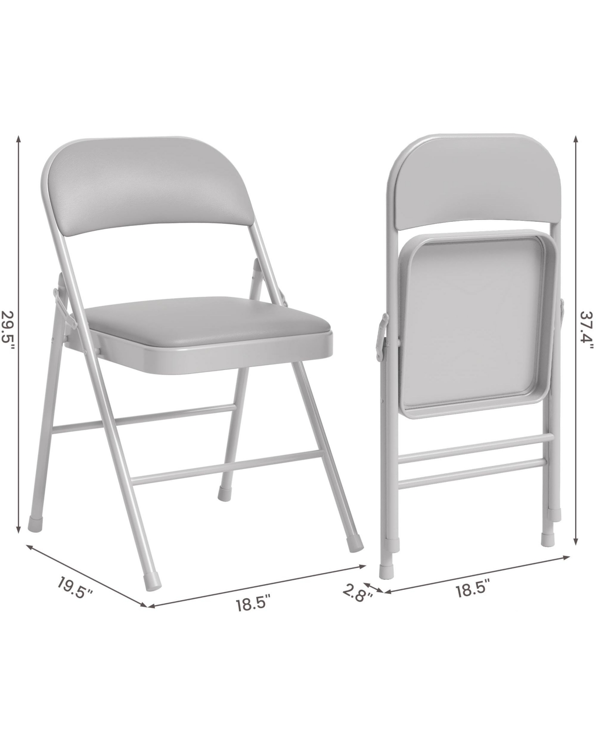gaomon 2 PackFolding Chairs with Padded Cushion and Back, Folding Chairs for Outside, Foldable Chairs - Grey