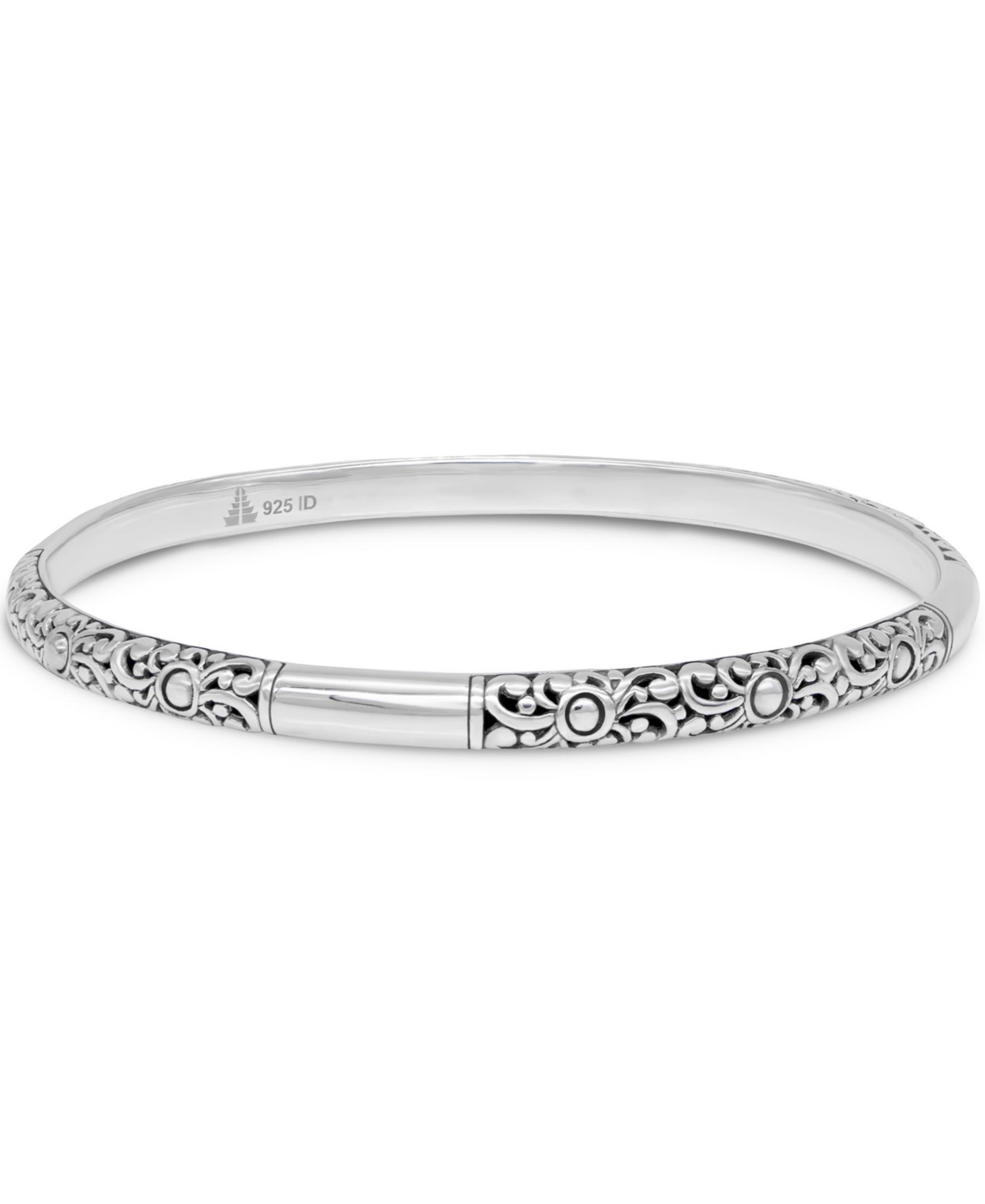 Bali Bangle Bracelet in Sterling Silver, Fit Small to Medium Wrist - silver