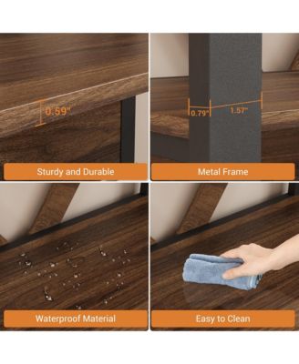 3 Tier Bookshelf with LED Lights, Bookcase with Open Display Shelves, Wood and Metal Standing Bookshelf