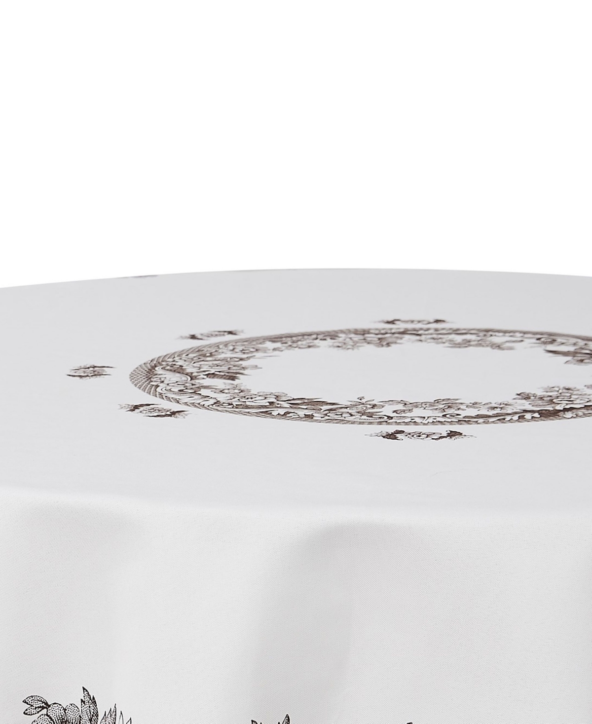 Spode Woodland Polyester Round Tablecloth, 70" X 70" In Ivory
