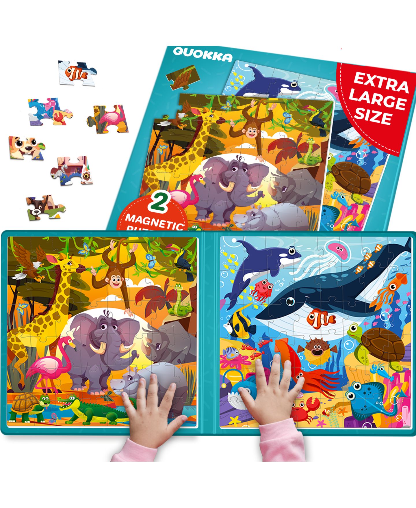 Детские игрушки Quokka Magnetic Travel Puzzles, 2-Puzzle Set, Ages 3+, цвет: Синий — фото 1