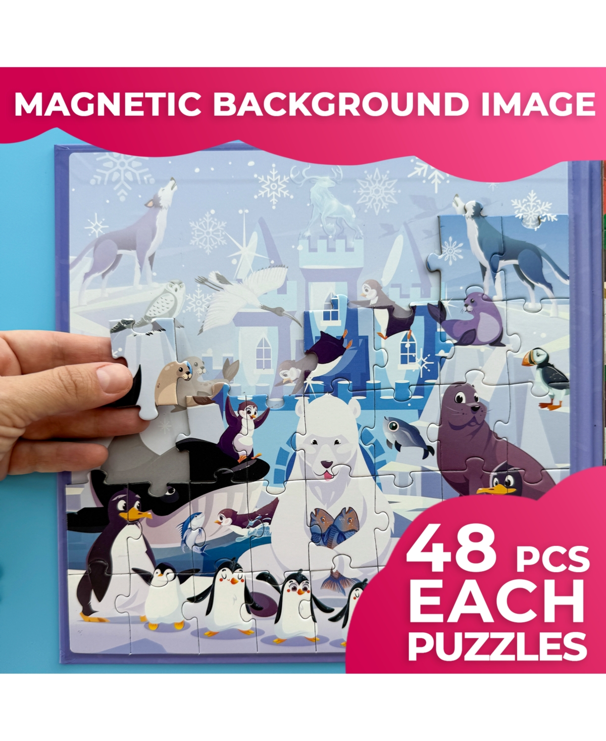 Quokka 2x48 Magnetic Travel Puzzles for Kids Ages 4-6 - Road Trip Activities - Polar  jungle