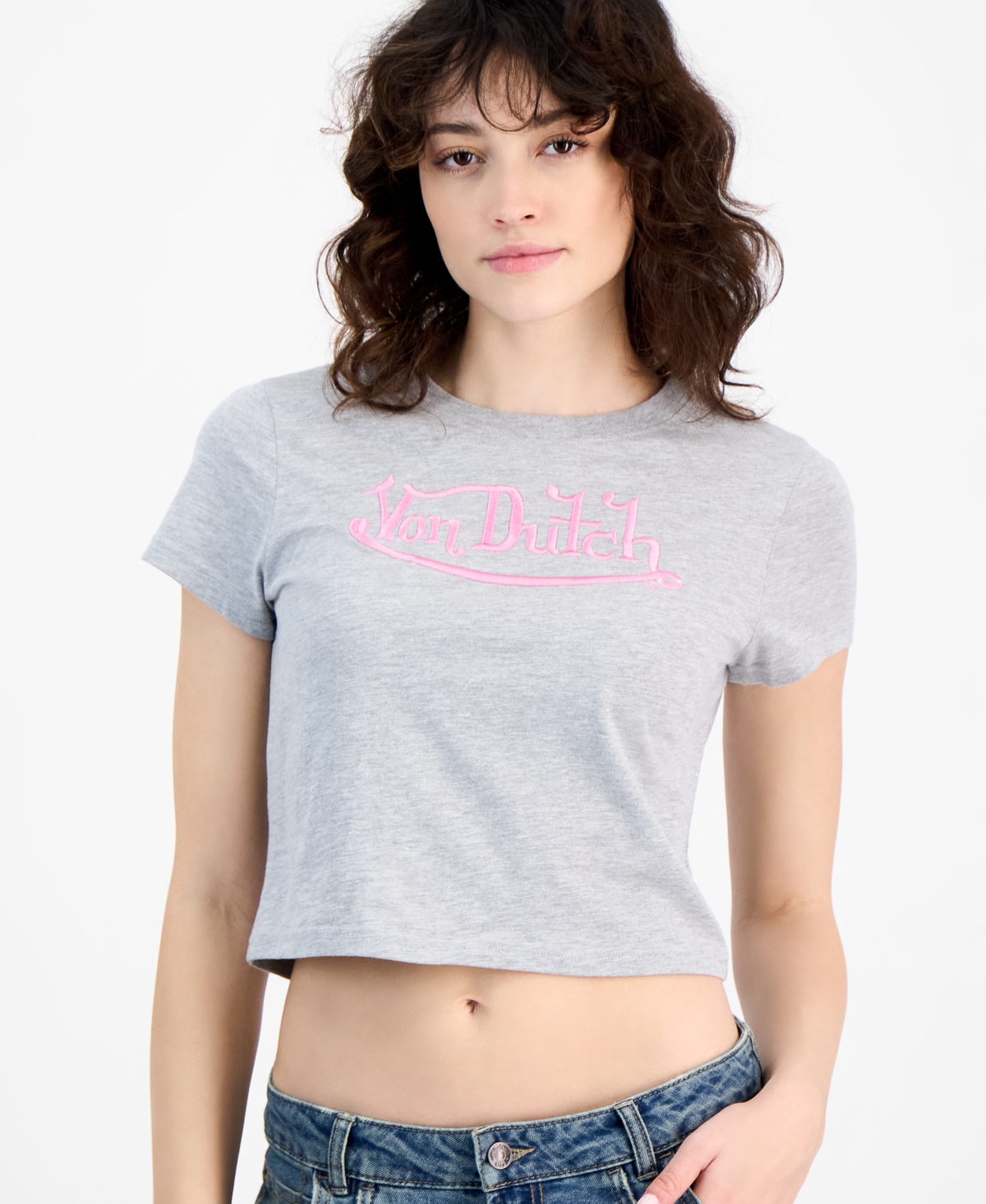 VON DUTCH WOMEN'S SHORT-SLEEVE GRAPHIC BABY T-SHIRT 