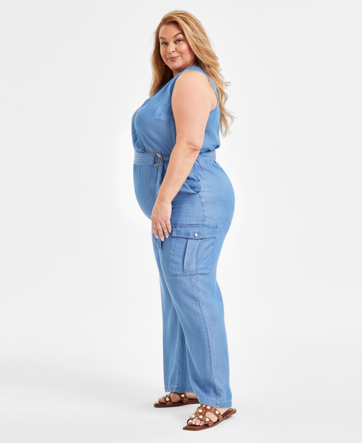 I.n.c. International Concepts Plus Size Utility Jumpsuit, Exclusively at Macy's