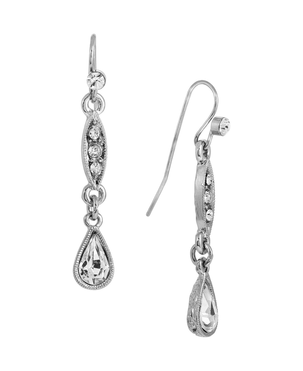 2028 CRYSTAL LINEAR SILVER-TONE EARRINGS 