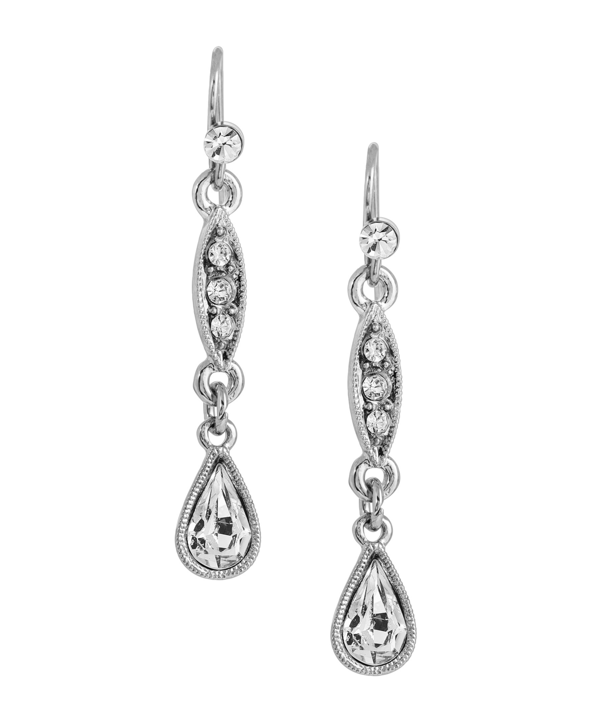 2028 CRYSTAL LINEAR SILVER-TONE EARRINGS 