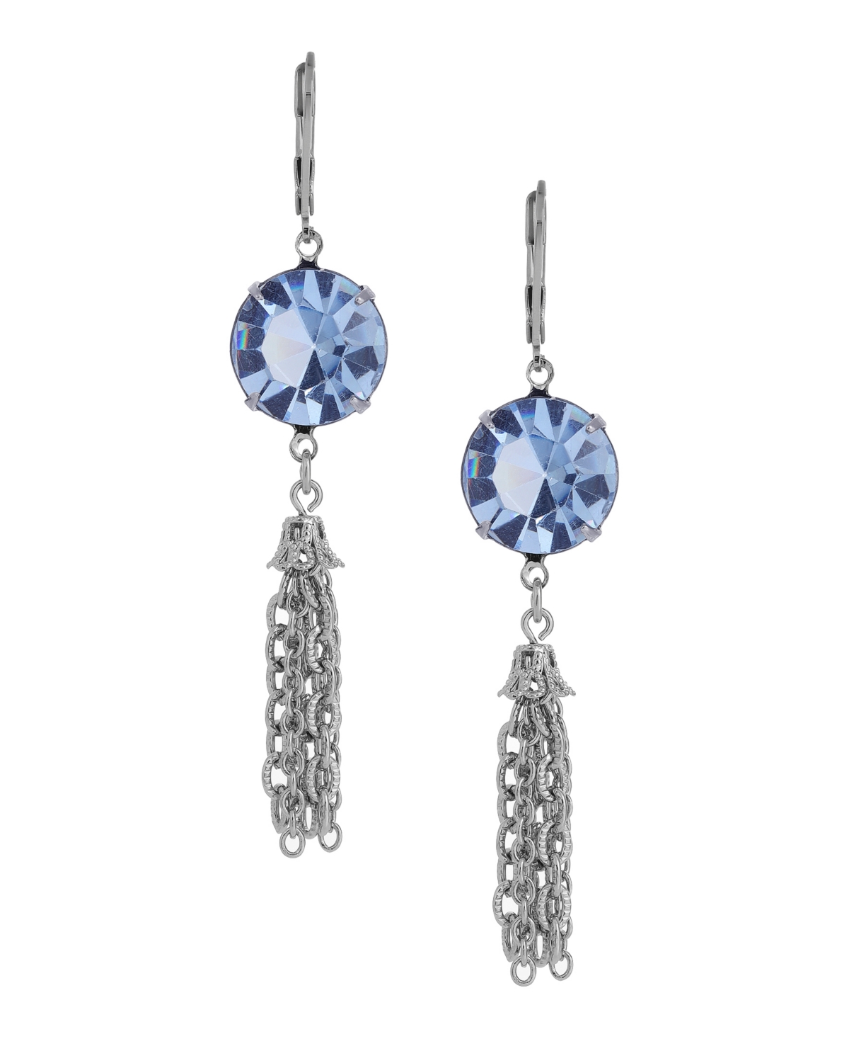 2028 ROUND CRYSTAL TASSEL DROP EARRINGS 
