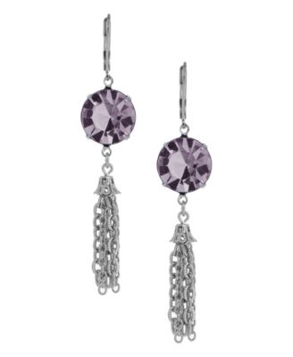 Round Crystal Tassel Drop Earrings