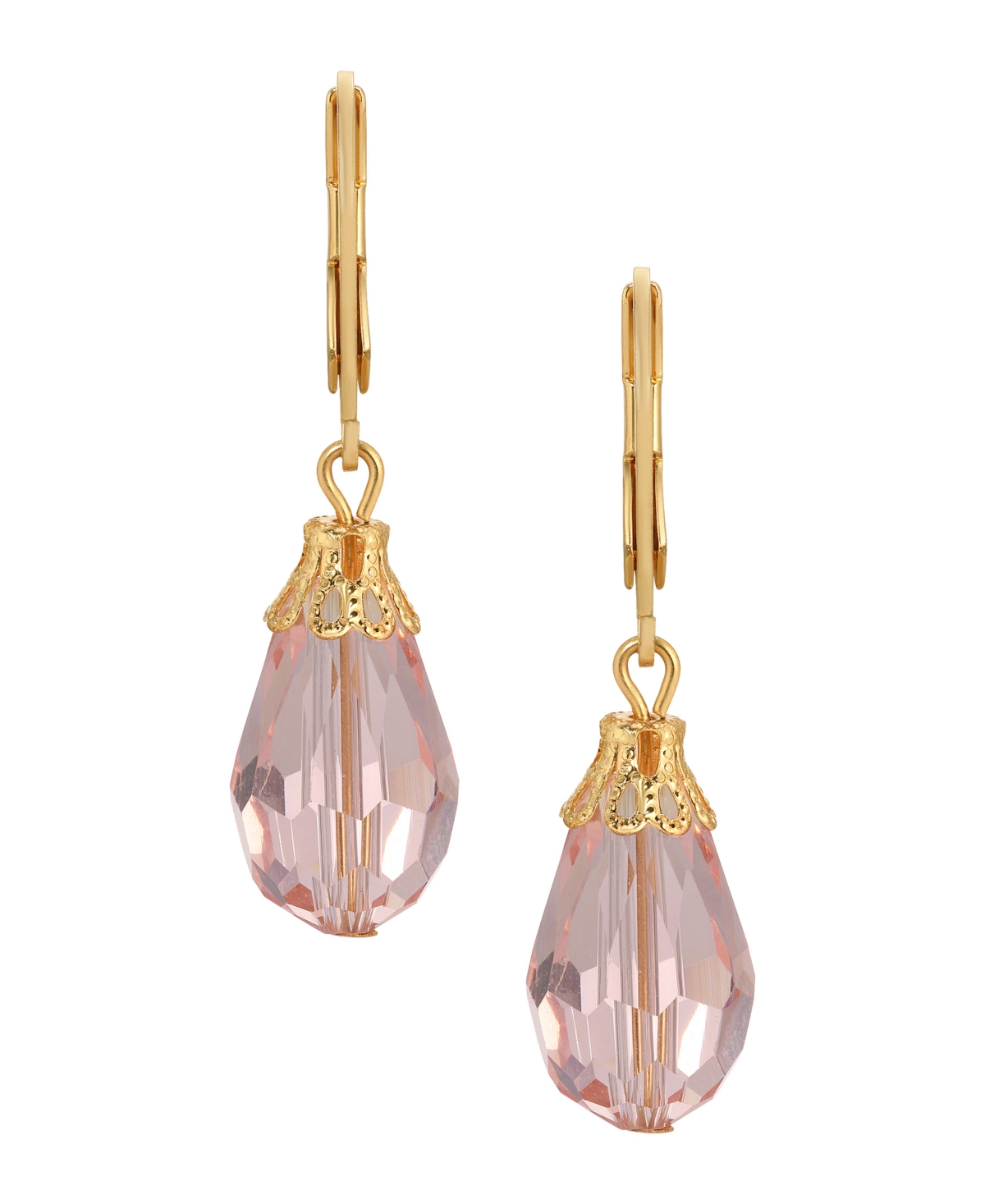 2028 Gold-tone Crystal Faceted Drop Earrings In Pink