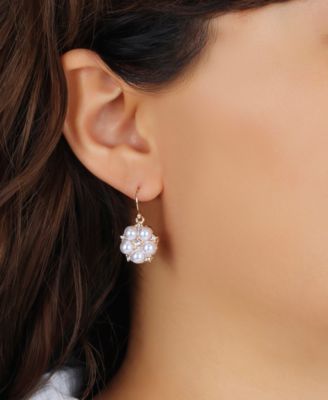 Crystal Accent Flower Drop Earrings