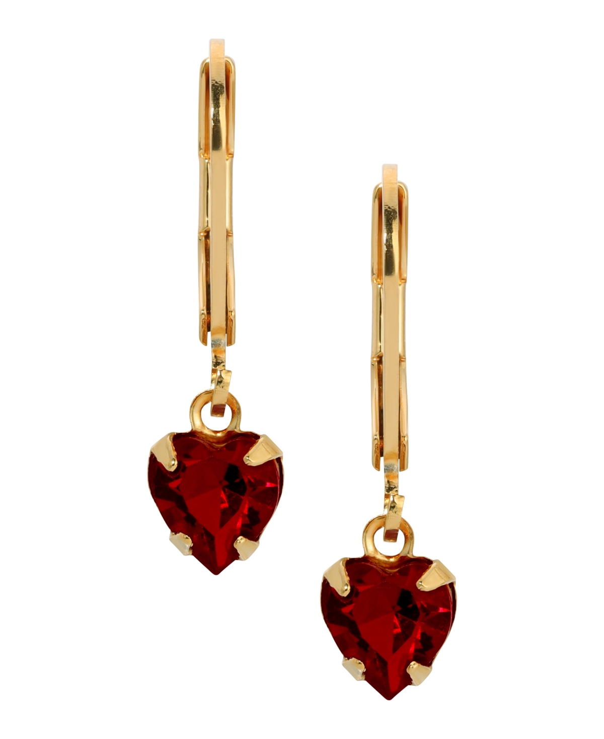 Shop 2028 Crystal Heart Drop Earrings In Red