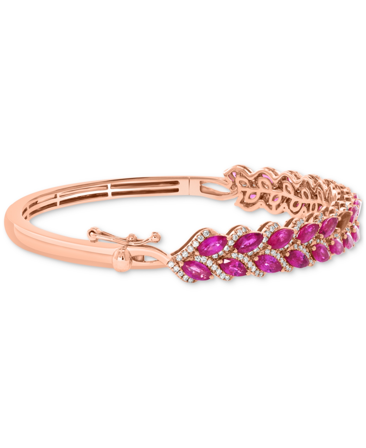 Effy Collection Effy Ruby (4-7/8 Ct. T.w.) & Diamond (3/4 Ct. T.w.) Bangle Bracelet In 14k Rose Gold In Ruby