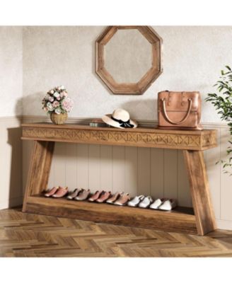Farmhouse Entryway Table, 70.87-Inch Console Table with Storage, Wood Sofa Table Behind The Couch, Industrial Hallway Accent Table