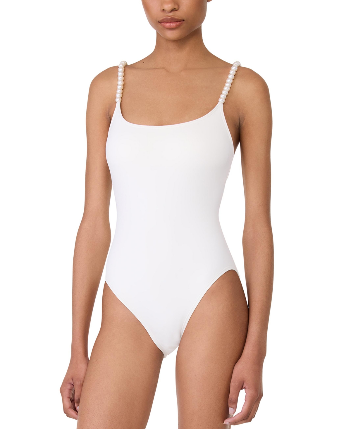 Women's Pearl Strap One-Piece Swimsuit - Cream