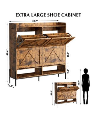 Shoe Cabinet – 4 Flip Drawers, Metal Legs, Dry/Wet Separation, Freestanding Organizer for Entryway & Home Use.