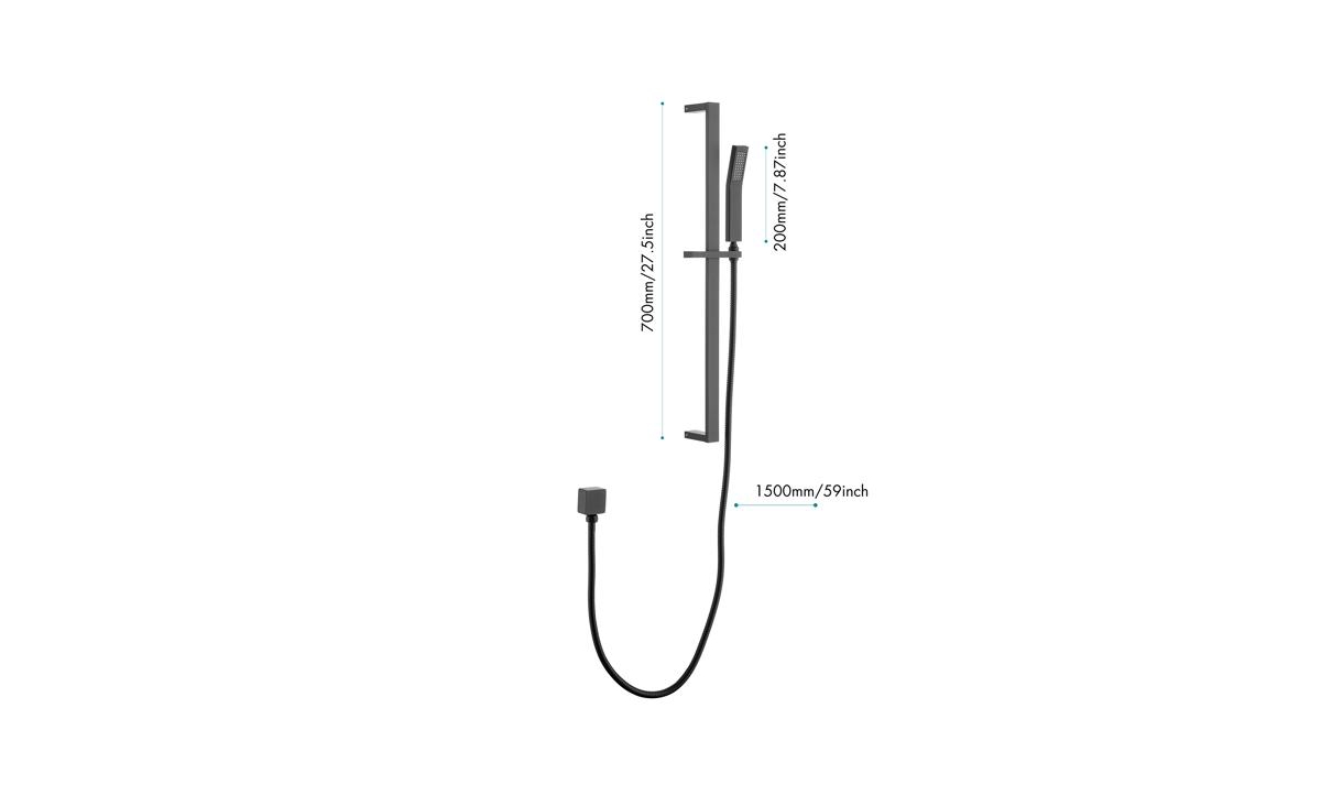 Slickblue Eco-Performance Handheld Shower: MatteShower Head with 28-Inch Slide Bar and 59-Inch Hose - Black