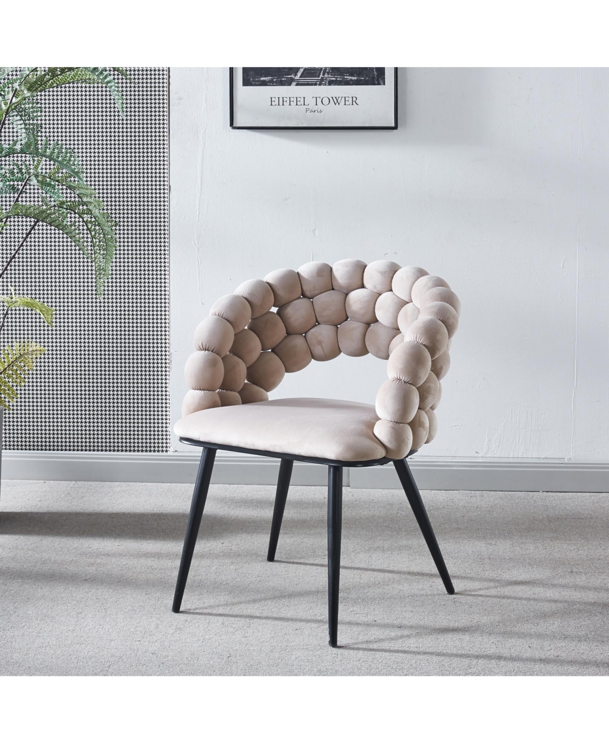 Streamdale Furniture white Modern chair(set of 2) with golden color iron tube legs, soft cushions and comfortable backrest, suitable for dining room