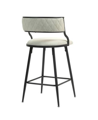 SET OF 2, 26" Counter height bar stools PU cover kitchen island counter bar stool with black powder coating base and footrest(Beige)