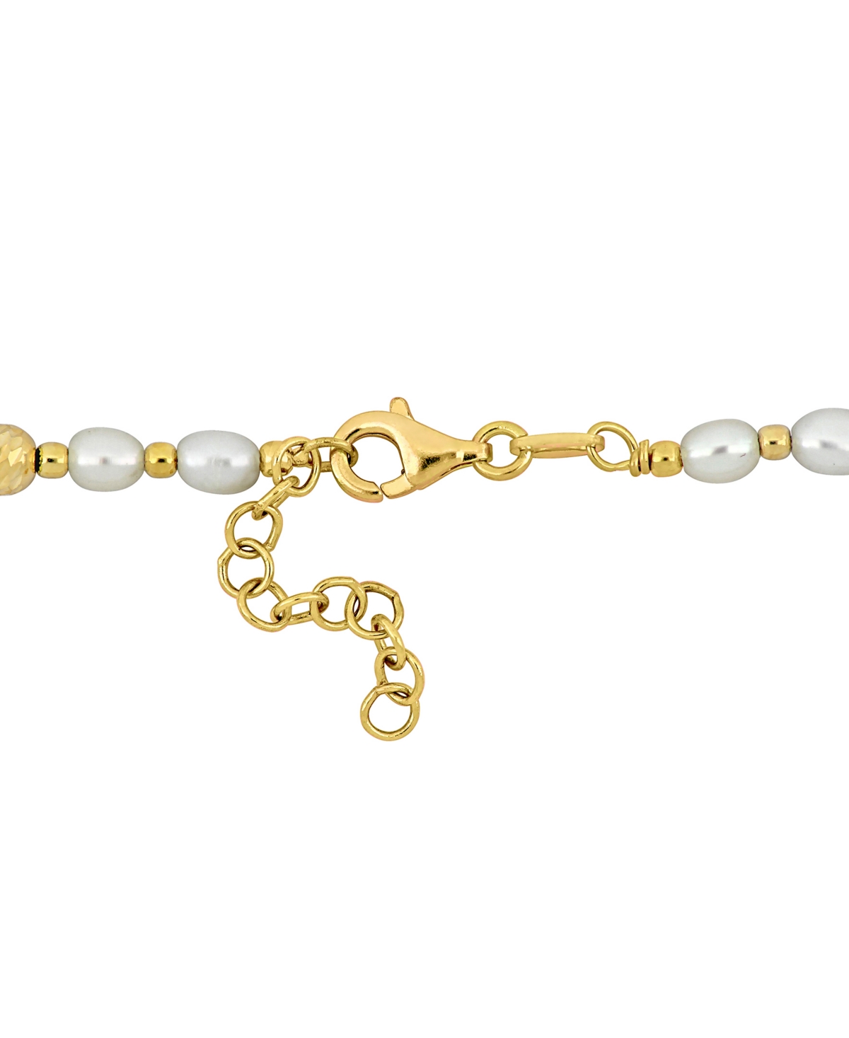 Macy's 2-pc. Set Cultured Freshwater Pearl (3-1/2-4mm) Ball Beaded Necklace & Bracelet In 18k Gold-plated S In White