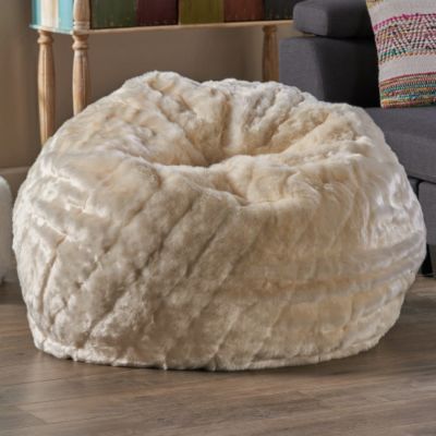 Amori Modern 3 Foot Faux Fur Bean Bag White Color
