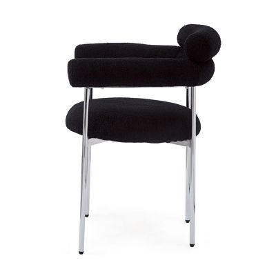  Upholstered Armchair Dining Chairs With Metal Legs (Set of 2),Black