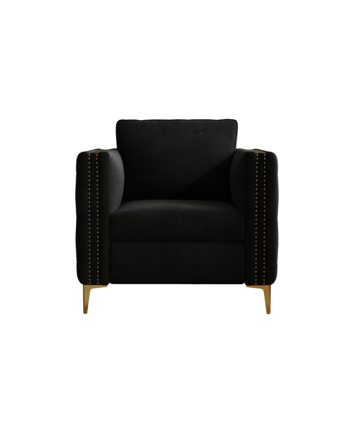 Streamdale Furniture Accent Chair for Living Room Upholstered Arm Chair with Metal Legs Velvet- Black