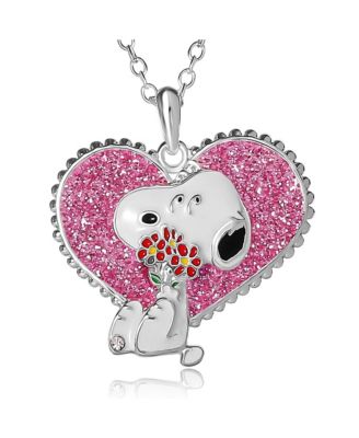 Snoopy Heart Flowers Valentine's Day Pendant