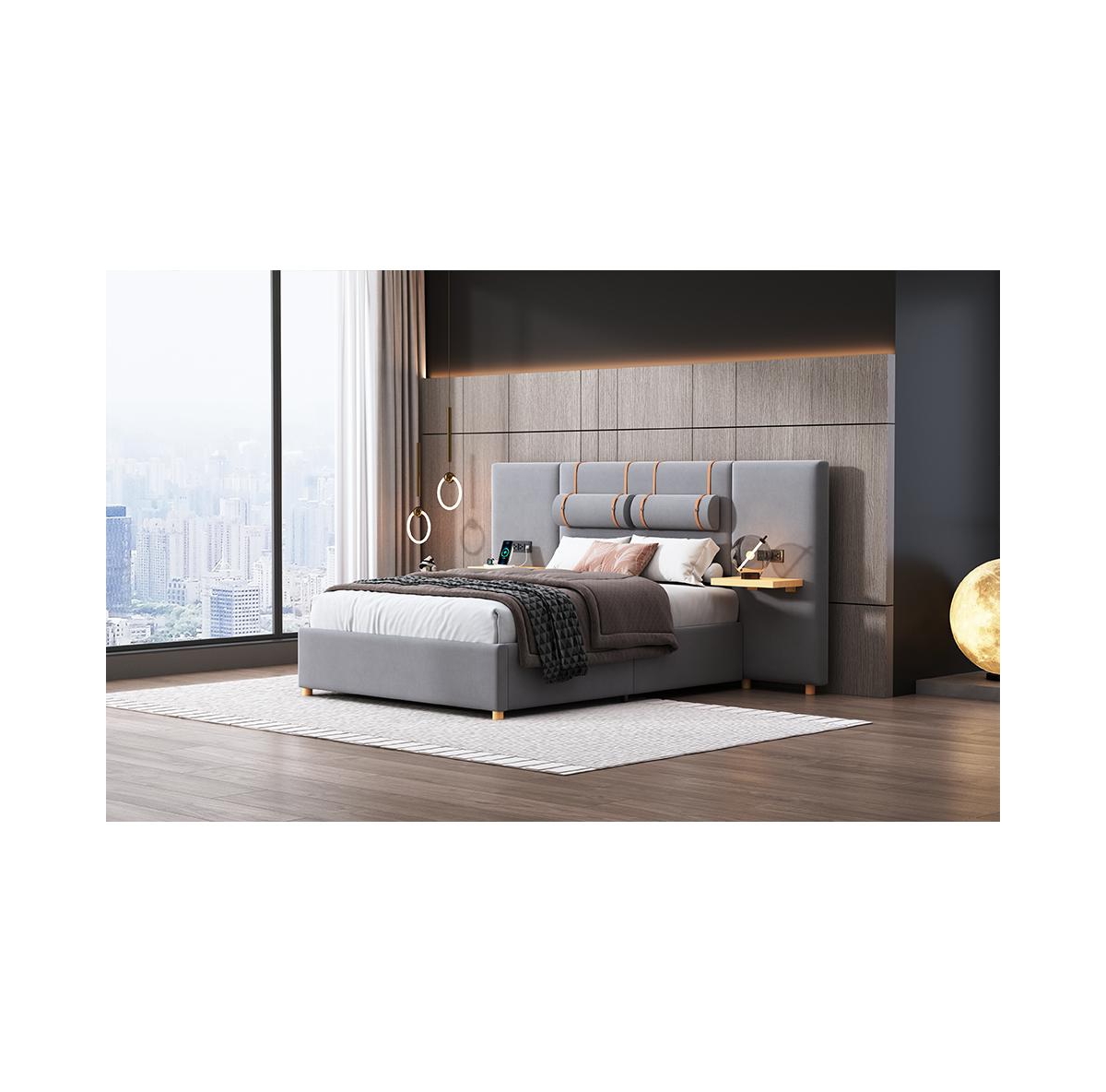 Slickblue Platform Bed with Two Outlets and Usb Charging Ports on Both Sides for Ultimate Convenience
