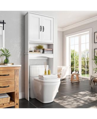 Shaker 23.6 in. W x 65 in. H x 8.25 in. D Over The Toilet Storage with Doors & Open Shelves