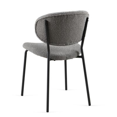 Streamdale Boucle Fabric Dining Chairs (4), Black Metal Legs