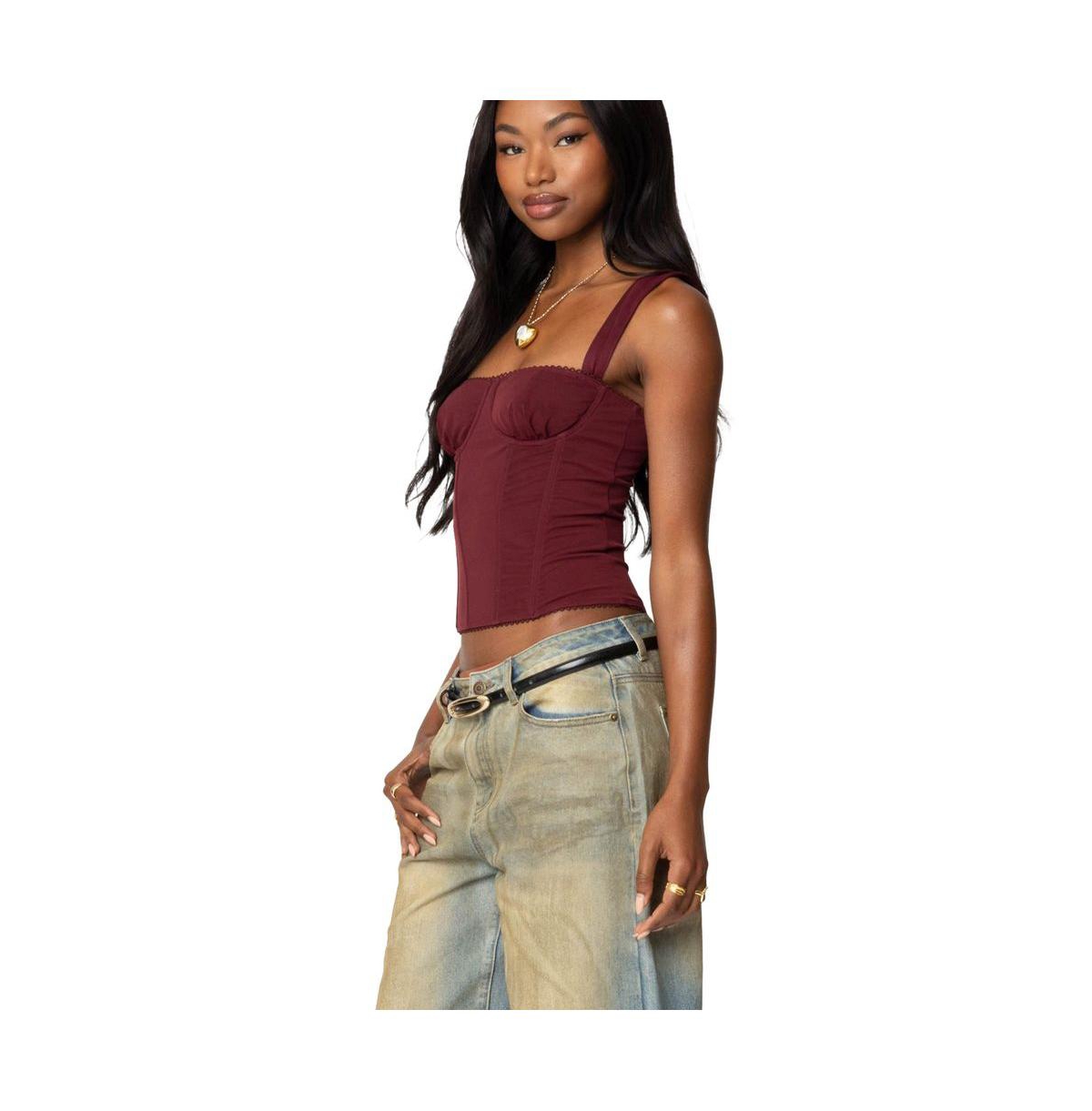 Edikted Women's Marcella Wide Strap Mesh Corset