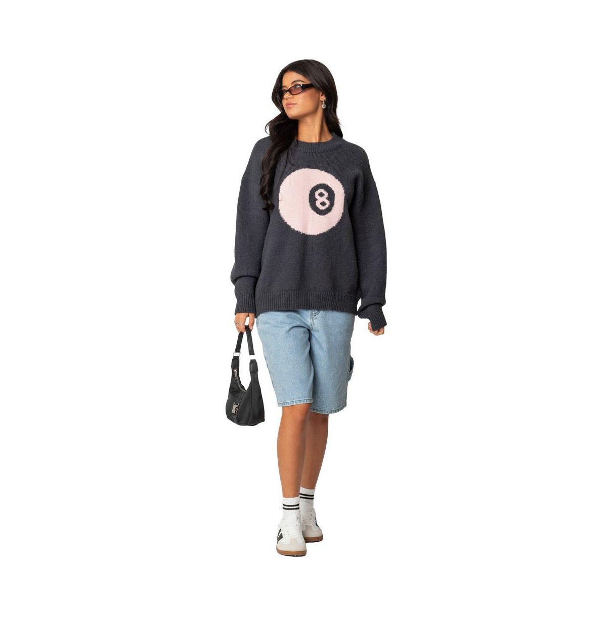 Edikted Women's Magic 8 Oversized Chunky Knit Sweater - Dark-gray