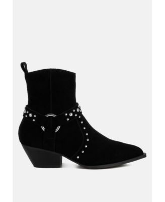 Womens Rodeo Studded Suede Ankle Boots