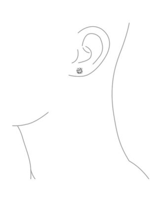 Round Solitaire Stud Earrings 4 Prong .925 Sterling Silver 6MM