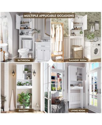 23.62 in. W x 65.39 in. H x 8.27 in. D Over The Toilet Storage with Adjustable Shelves for Bathroom and Laundry