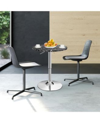 360° Swivel Cocktail Pub Table with Sliver Leg and Base-Black