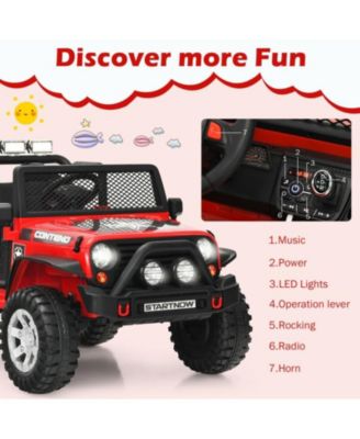 12V Kids Remote Control Electric Ride On Truck Car with Lights and Music -Red