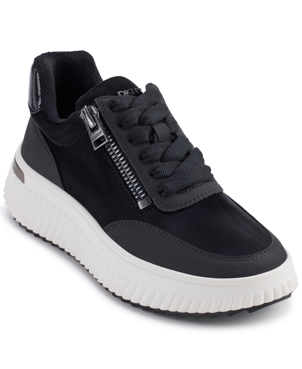 Shop Dkny Women's Laurence Zip Sneakers In Black