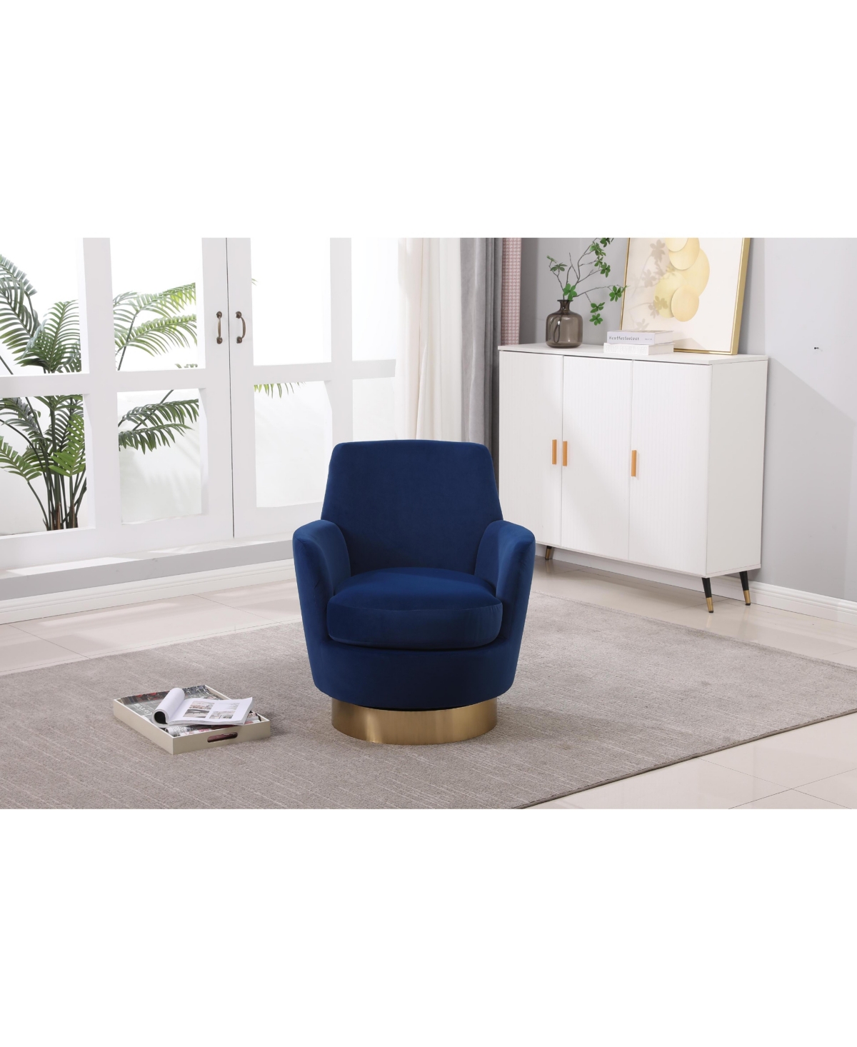 Streamdale Furniture Velvet Swivel Barrel Chair, Swivel Accent Chairs Armchair for Living Room, Reading Chairs for Bedroom Comfy, Round Barrel Chairs