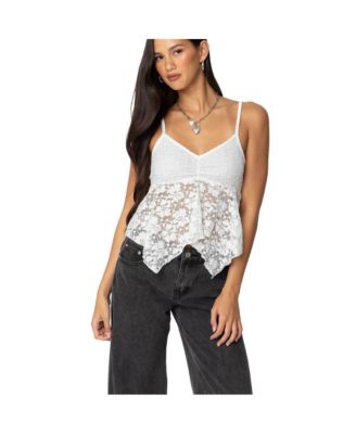 Womens Orchid Sheer Lace Top