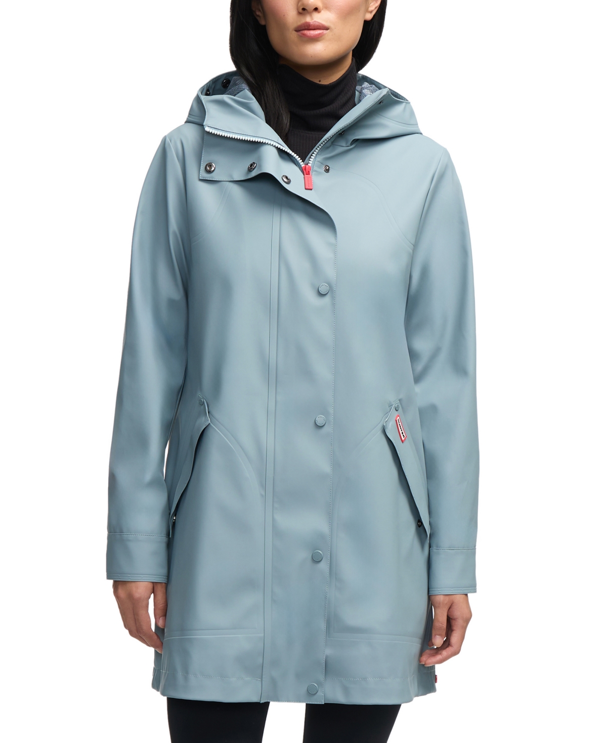 Hunter Women s Hooded Rubberized Waterproof Rain Coat In Blizzard Blue ModeSens