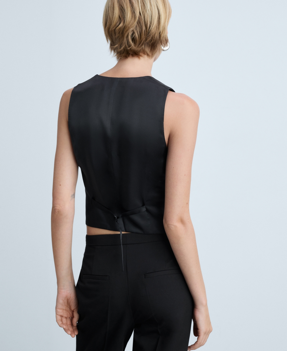 Mango Suit Waistcoat With Buttons Black In Black