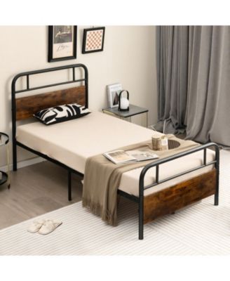Twin Size Bed Frame with Industrial Headboard