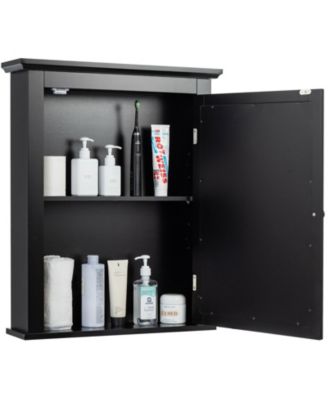 Wall Mounted Bathroom Mirror Cabinet with 5-level Height-adjustable Shelf