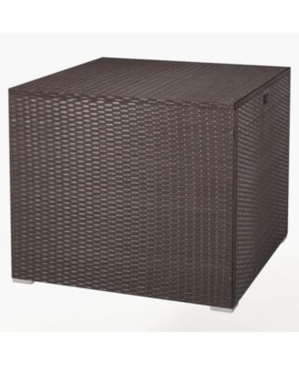 72 Gallon Rattan Outdoor Storage Box with Zippered Liner and Solid Pneumatic Rod