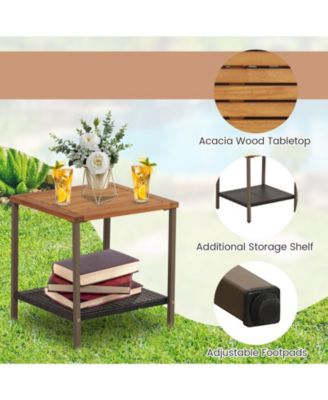 3 Pieces Rattan Rocking Bistro Set with Coffee Table and Cushions-Gray