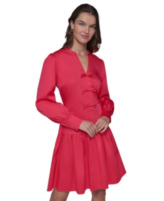 KARL LAGERFELD PARIS - Women's Sateen Bow-Front Dress